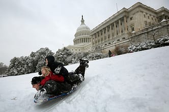 sledding on Capitol Grounds