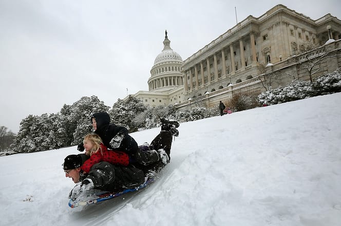sledding on Capitol Grounds