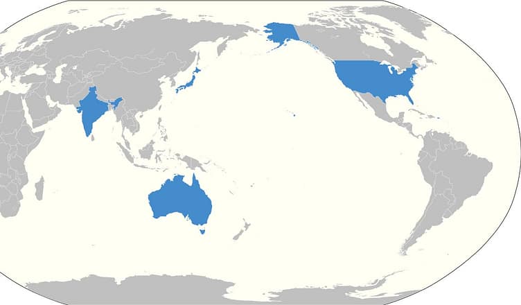 Quad Countries in blue mark